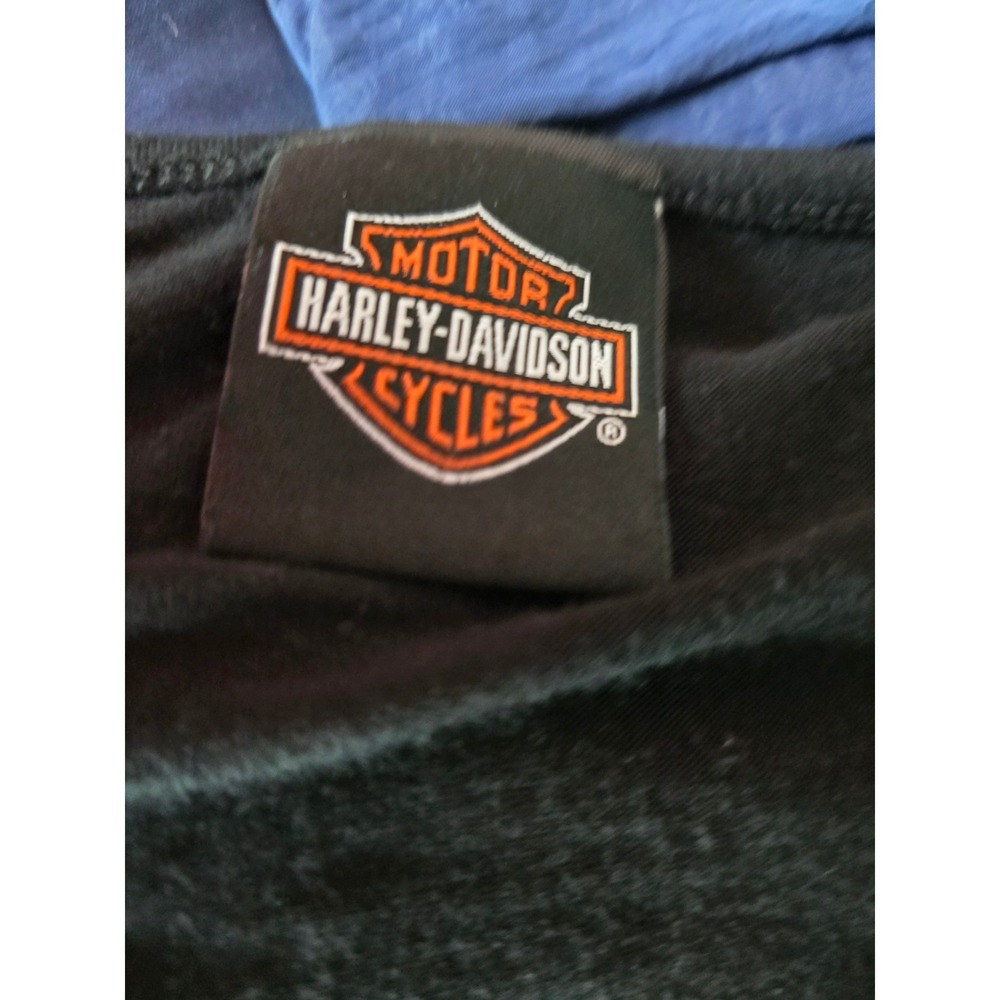 Harley-Davidson Womens Willie G Skull Rhinestone Lace Shoulder Black Tee XL - Picture 4 of 5